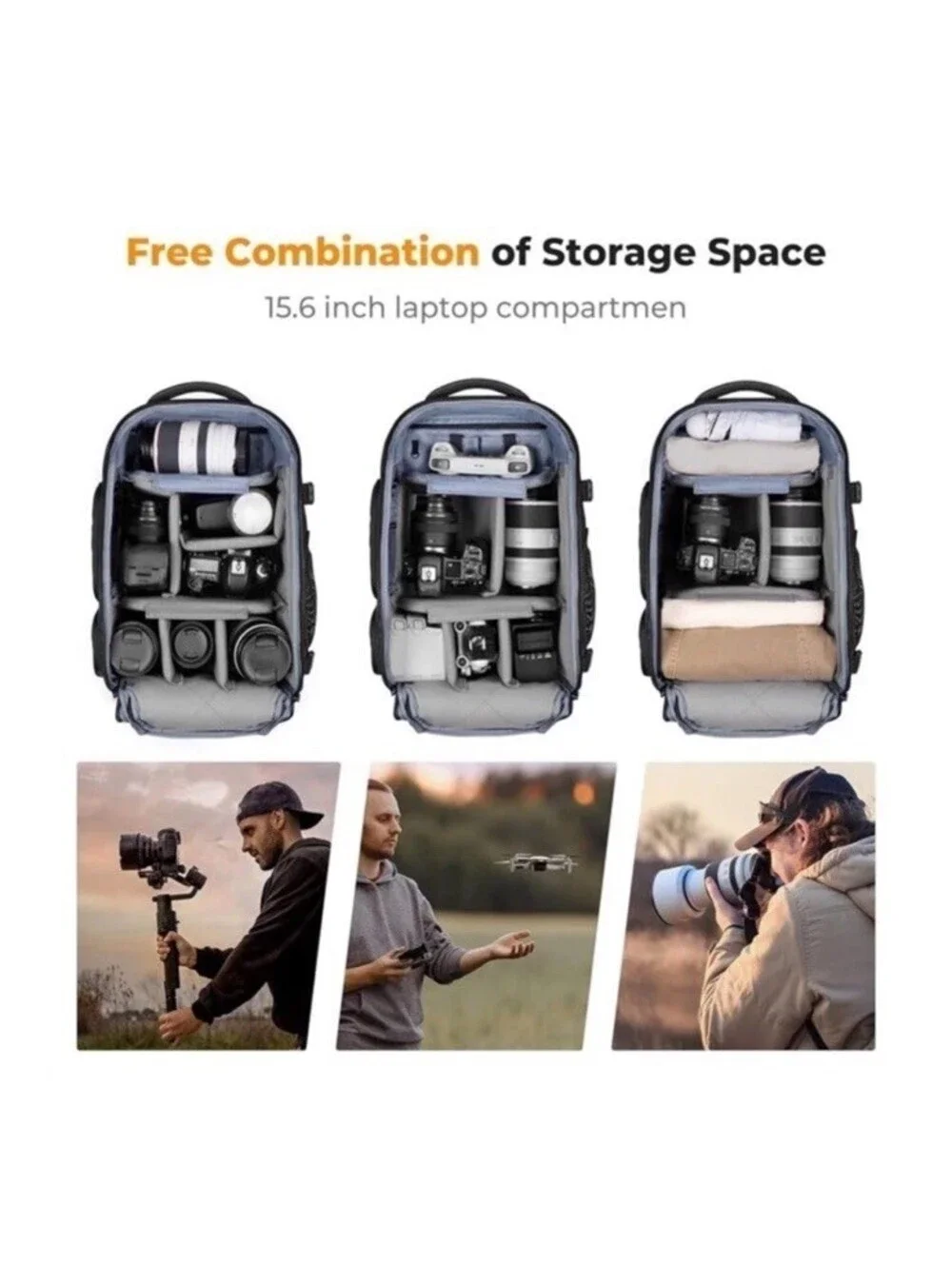 K&F Concept 25L Hard Shell Camera Backpack Rucksack Bag for Photography DSLR SLR
